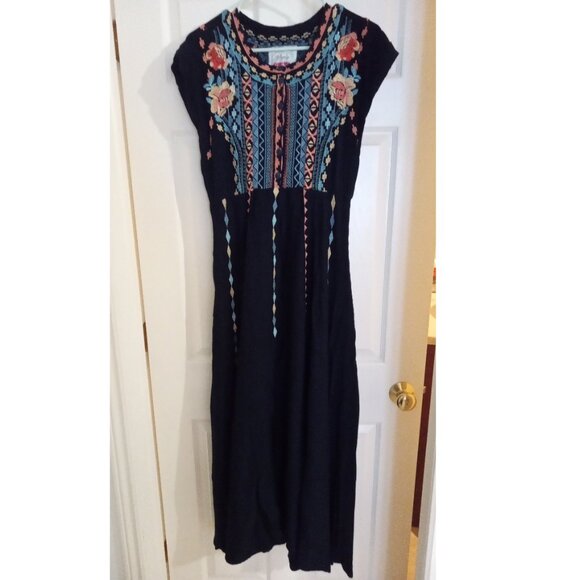 Johnny Was navy blue embroidered maxi dress in women's size small - Picture 3 of 8